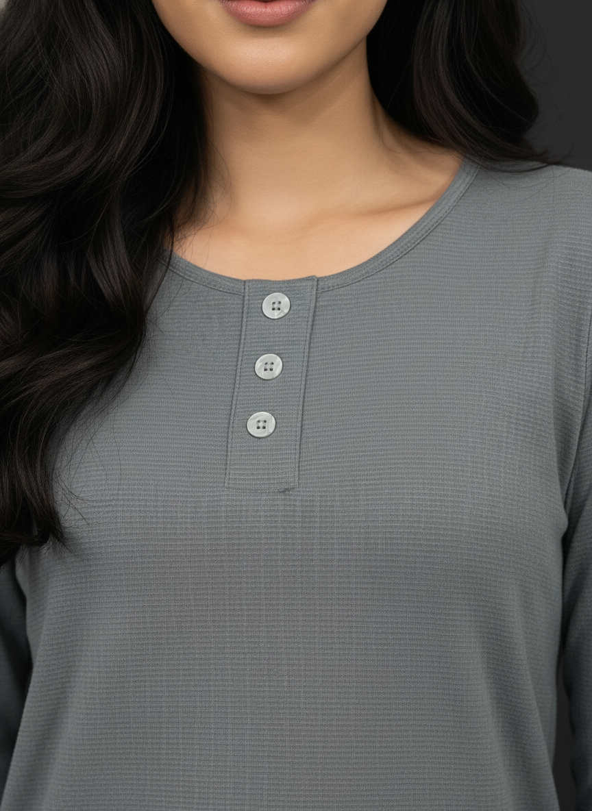 Grey New Summer Cotton Regular Fit Top for Girl's|AS-00160