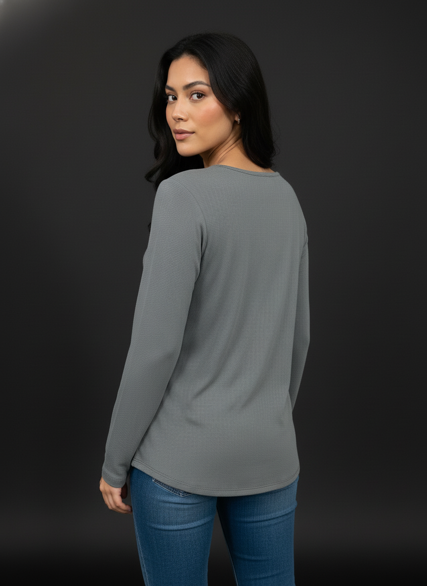 Grey New Summer Cotton Regular Fit Top for Girl's|AS-00160