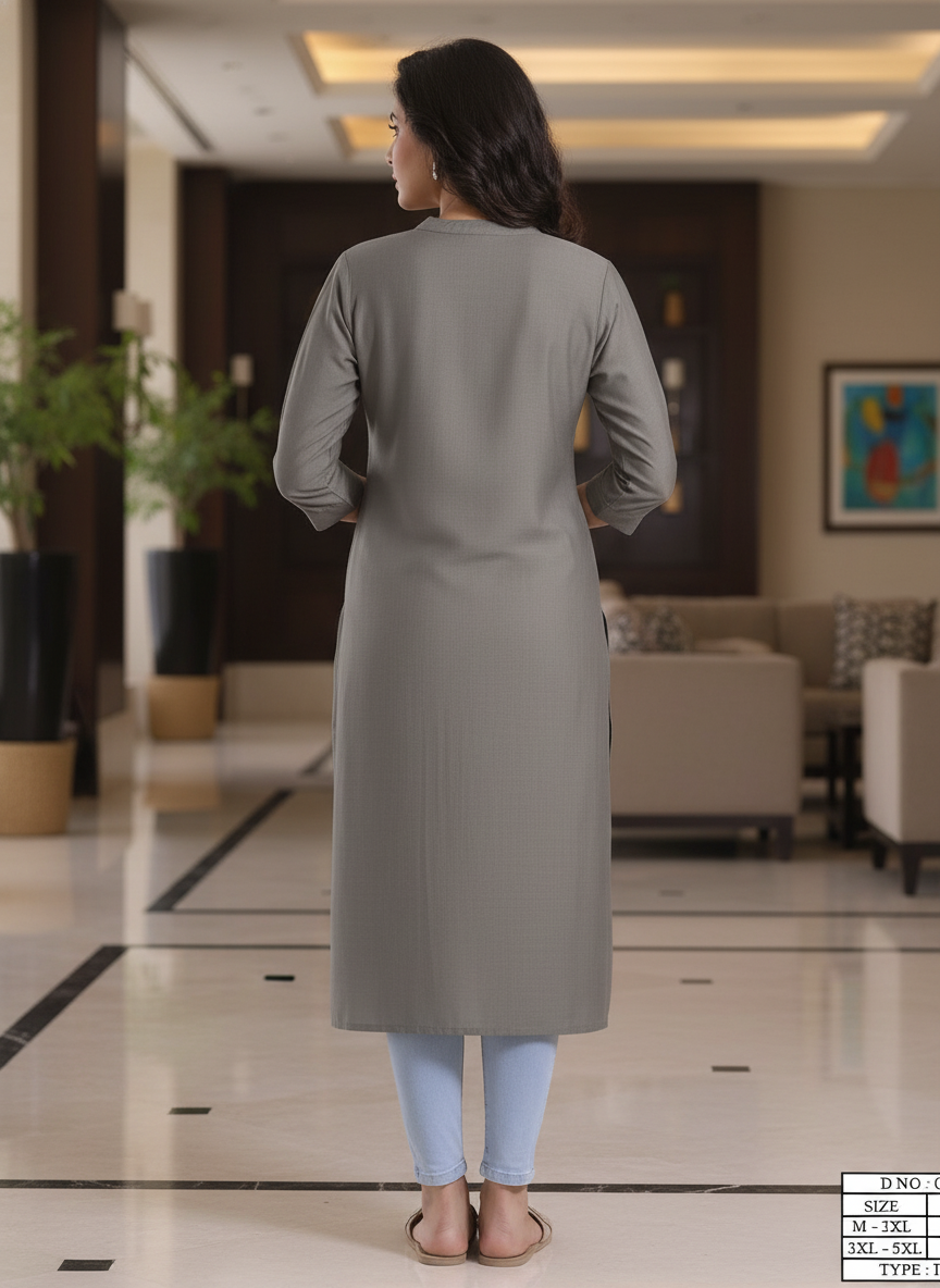 White solid  straight cut kurta | AS-00167