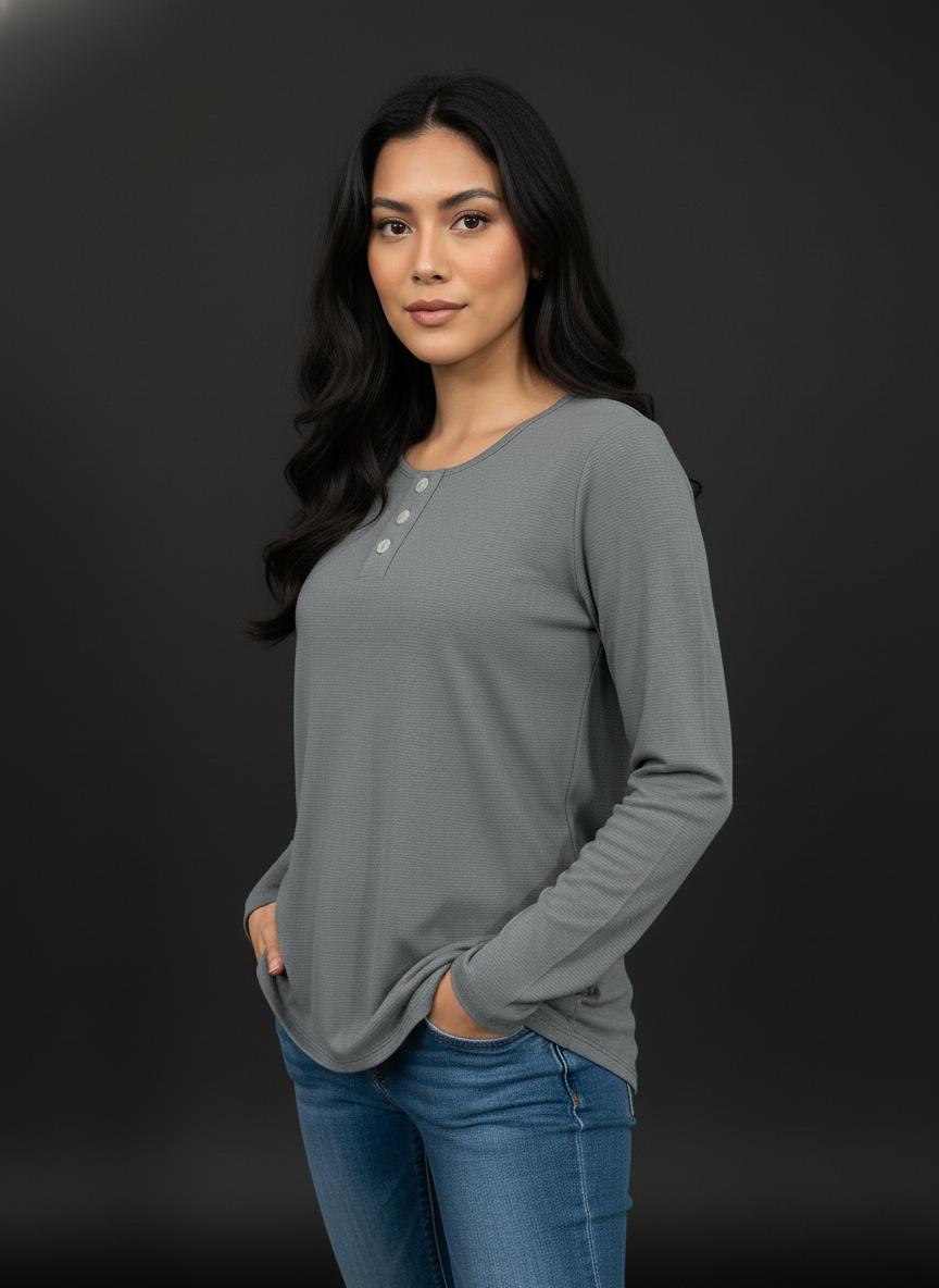 Grey New Summer Cotton Regular Fit Top for Girl's|AS-00160