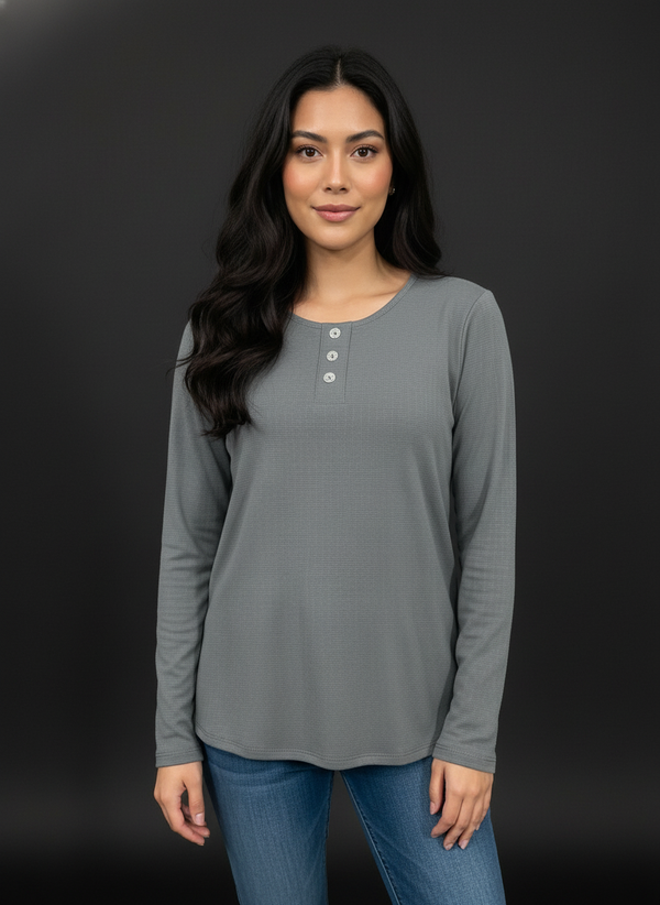 Grey New Summer Cotton Regular Fit Top for Girl's|AS-00160