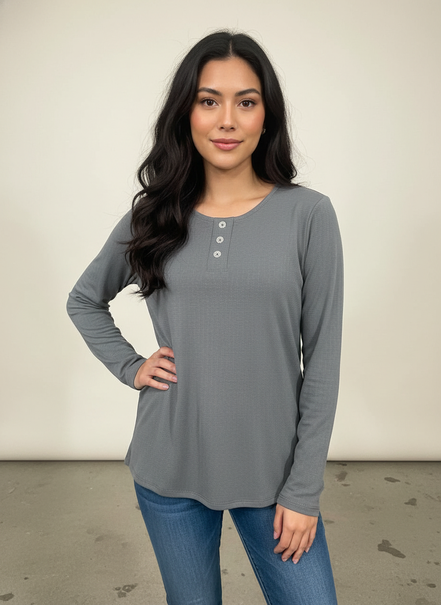 Grey New Summer Cotton Regular Fit Top for Girl's|AS-00160