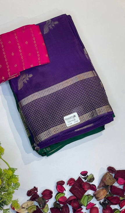 Royal Purple Crepe Silk Saree with Rich Zari Pallu |DS18