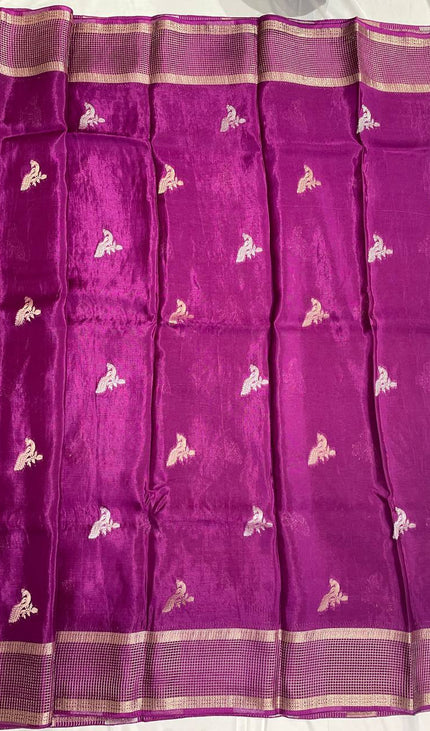 Deep Purple Crepe Silk Saree with Rich Check Pallu |DS18