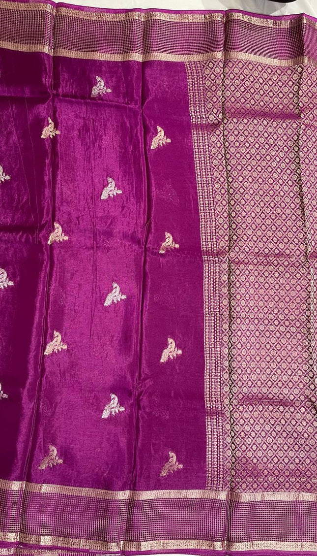 Deep Purple Crepe Silk Saree with Rich Check Pallu |DS18