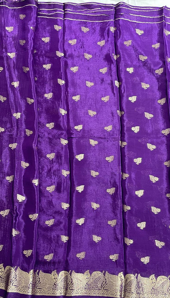 Deep Violet Crepe Silk Saree with Grand Zari Border |DS20|