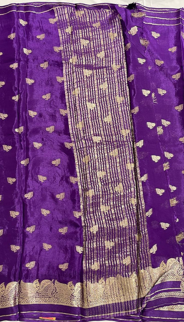 Deep Violet Crepe Silk Saree with Grand Zari Border |DS20|