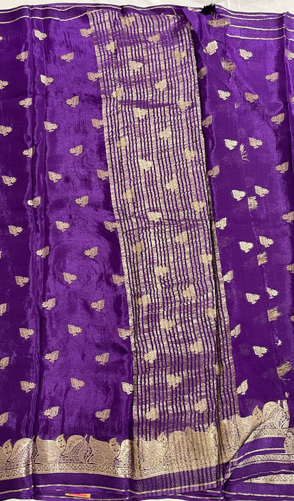 Deep Violet Crepe Silk Saree with Grand Zari Border |DS20|