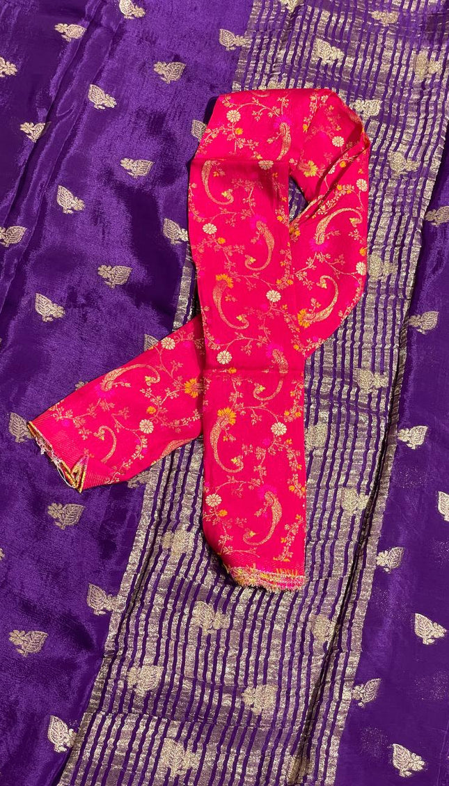 Deep Violet Crepe Silk Saree with Grand Zari Border |DS20|