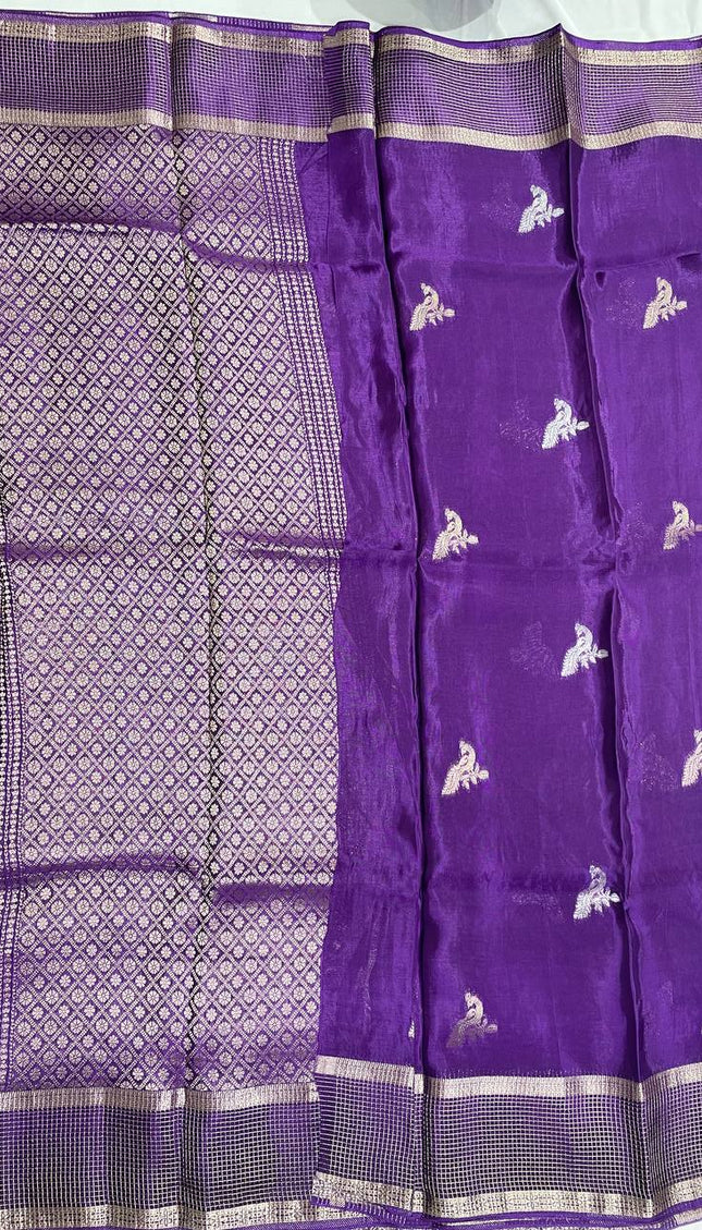 Deep Violet Crepe Silk Saree with Grand Zari Border |DS20|