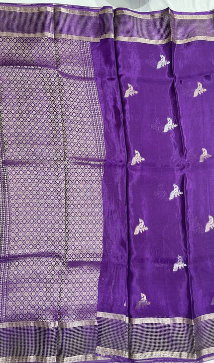 Deep Violet Crepe Silk Saree with Grand Zari Border |DS20|