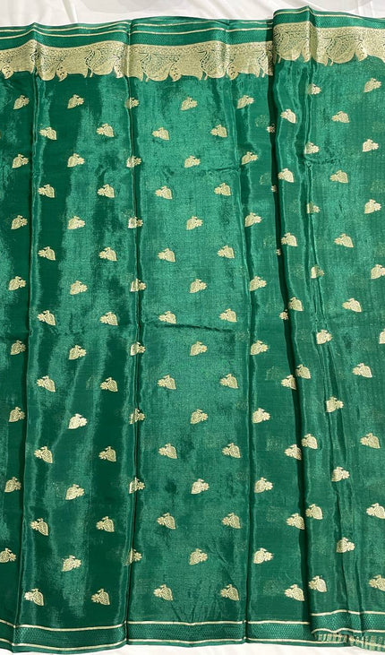 Bottle Green Crepe Silk Saree with Rich Zari Weaving |DS20|