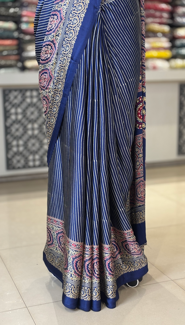 Navy Blue Semi Dola Silk saree|S31_2