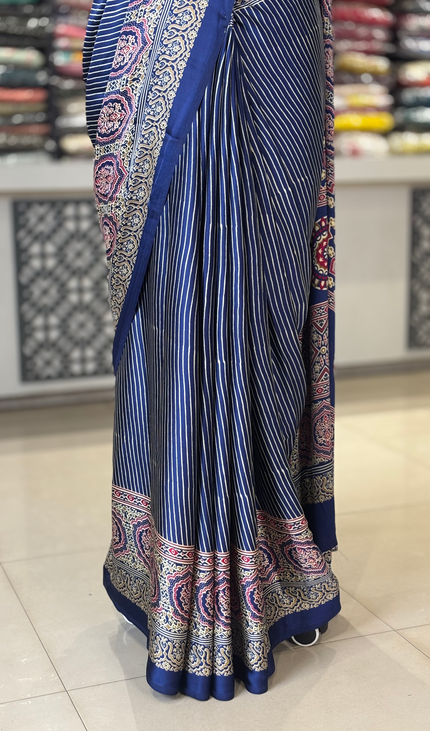 Navy Blue Semi Dola Silk saree|S31_2