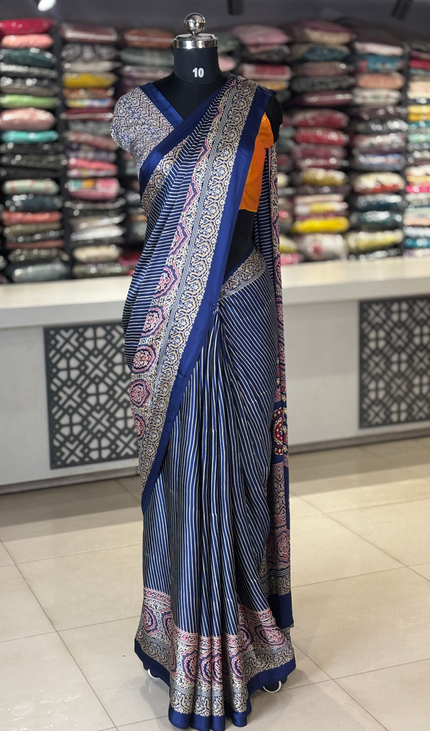 Navy Blue Semi Dola Silk saree|S31_2