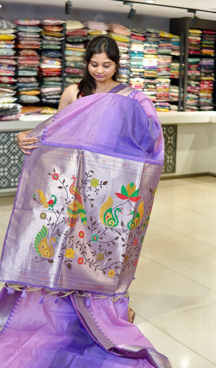 Lavender & Purple Cotton Silk Paithani Saree| CS12_2