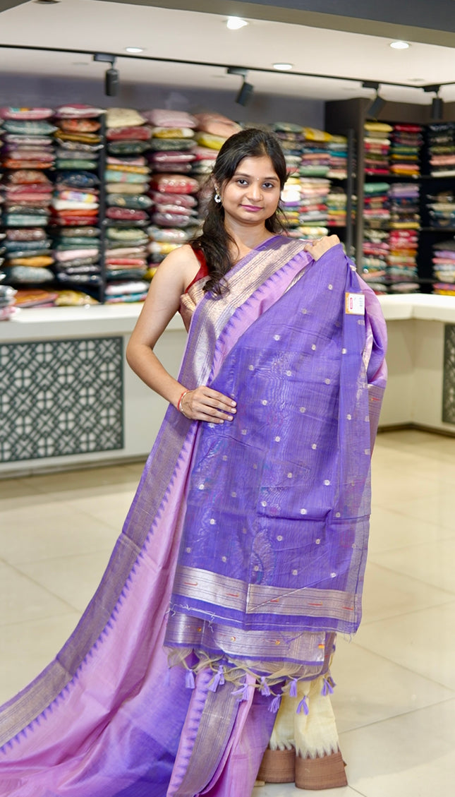 Lavender & Purple Cotton Silk Paithani Saree| CS12_2