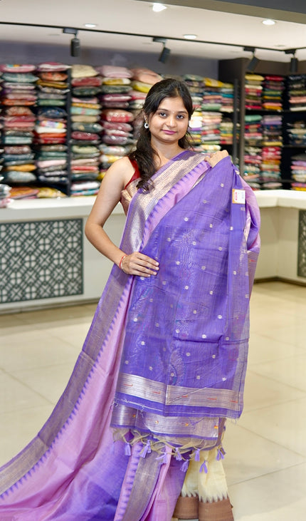 Lavender & Purple Cotton Silk Paithani Saree| CS12_2