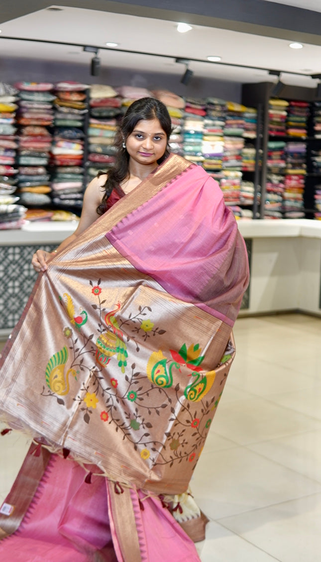 Pink Cotton Silk Paithani Saree| CS12-3