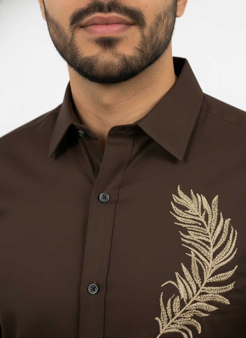 Men full sleeves thread work shirt| AS-M08