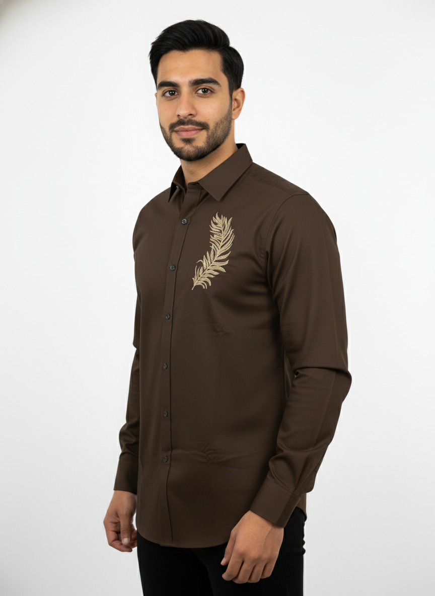 Men full sleeves thread work shirt| AS-M08