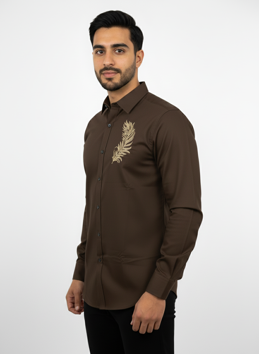 Men full sleeves thread work shirt| AS-M08