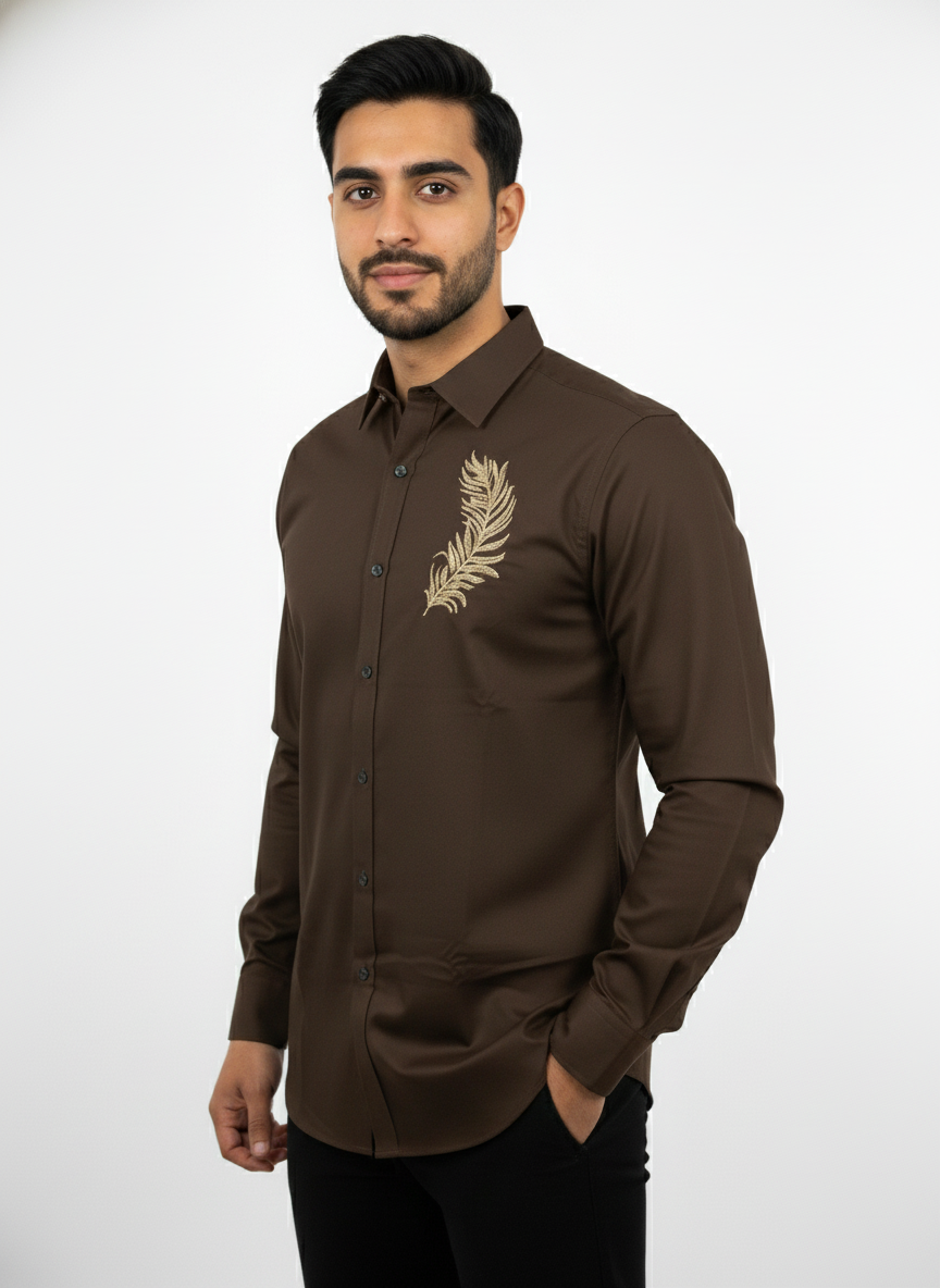 Men full sleeves thread work shirt| AS-M08