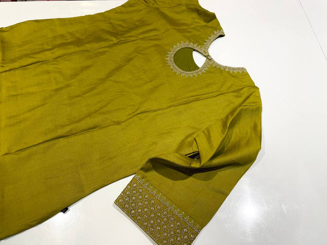 Green Vatican Fabric Kurta Set For Women|K22_3