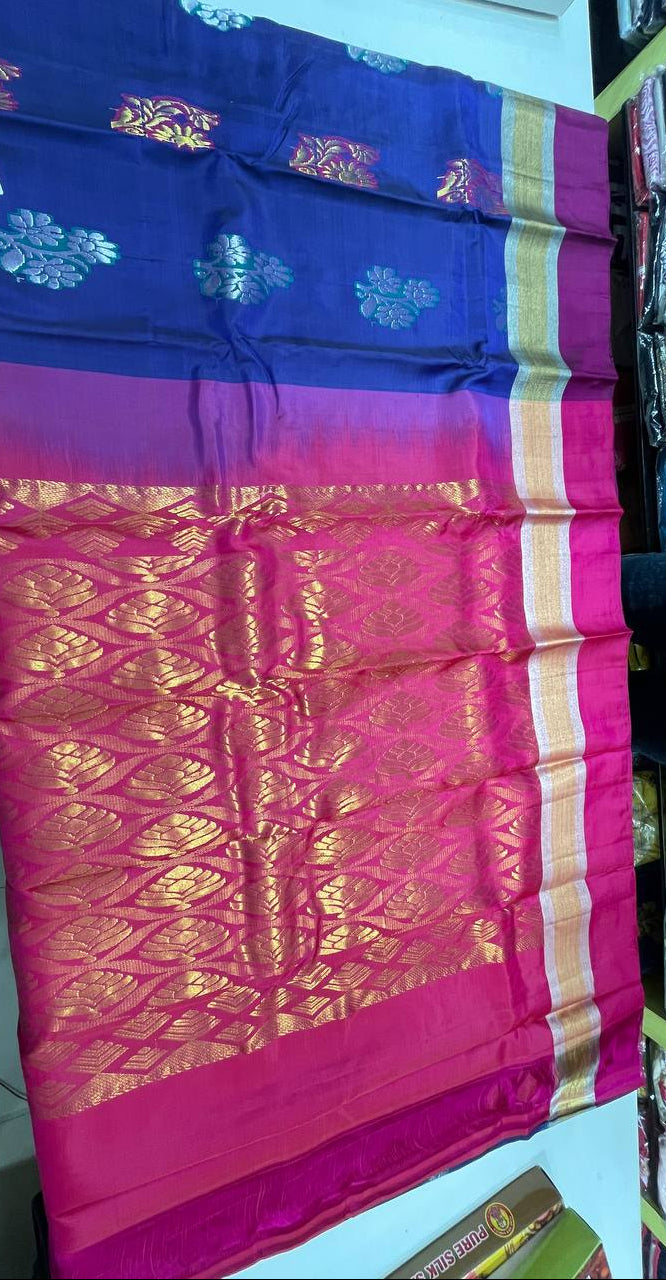 Navy Pure Kancheepuram Silk Saree |AS-0064