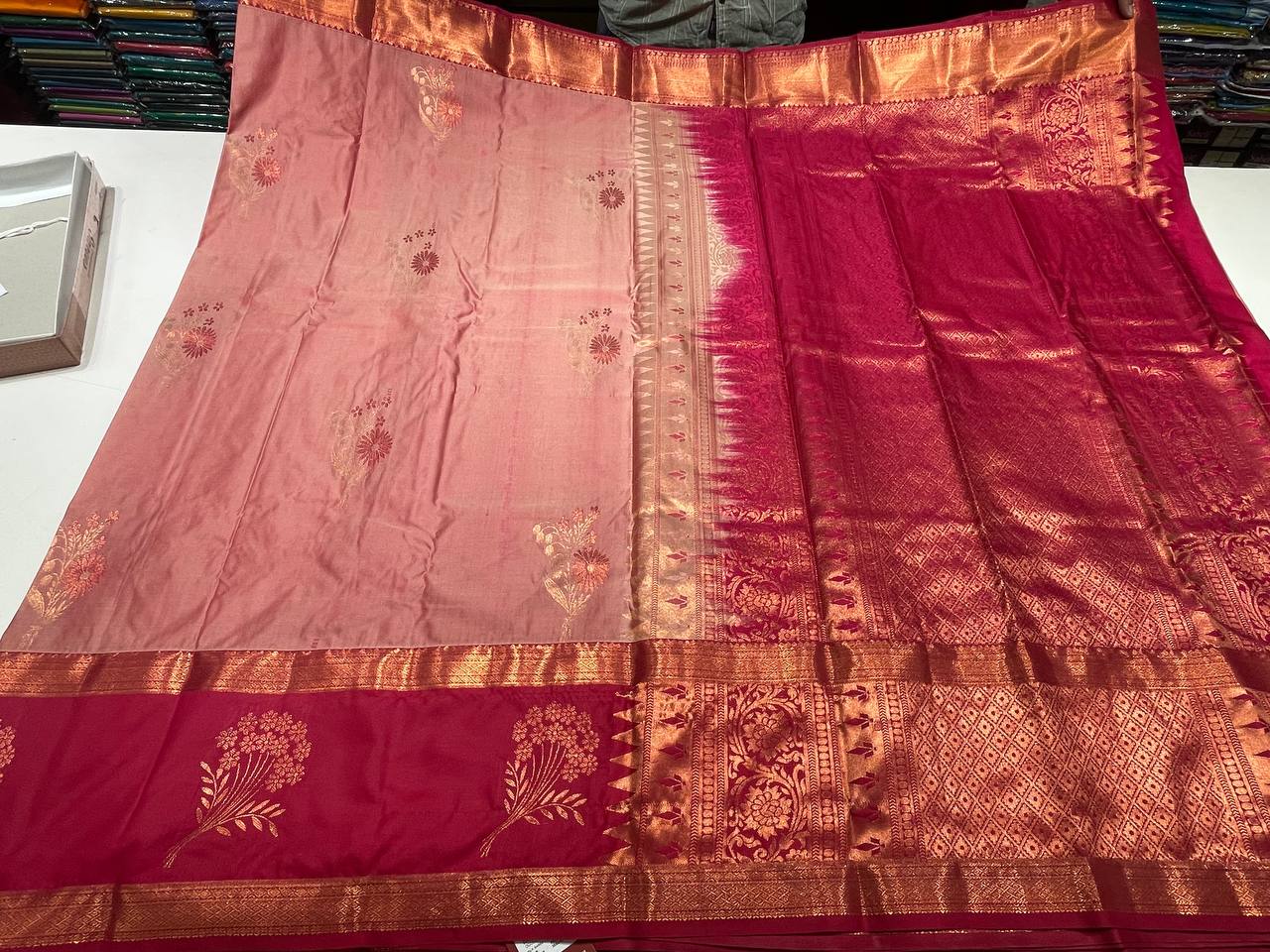 Pista Kanchipuram Brocade Silk Saree With Butta Design| AS-00125