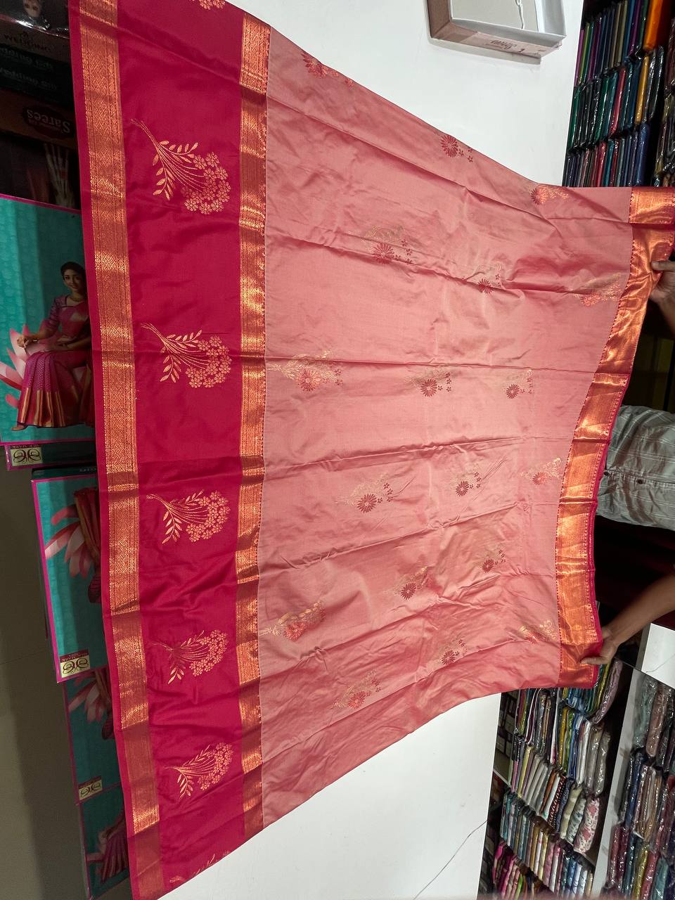 Pista Kanchipuram Brocade Silk Saree With Butta Design| AS-00125
