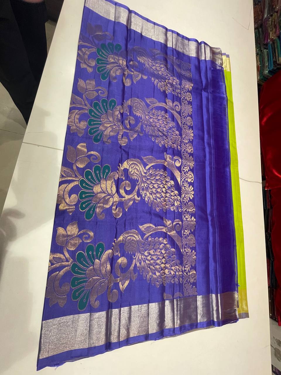 Parrot green Silk Woven Kanjivaram Saree|AS-0055