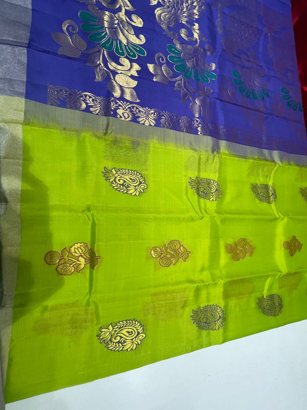 Parrot green Silk Woven Kanjivaram Saree|AS-0055