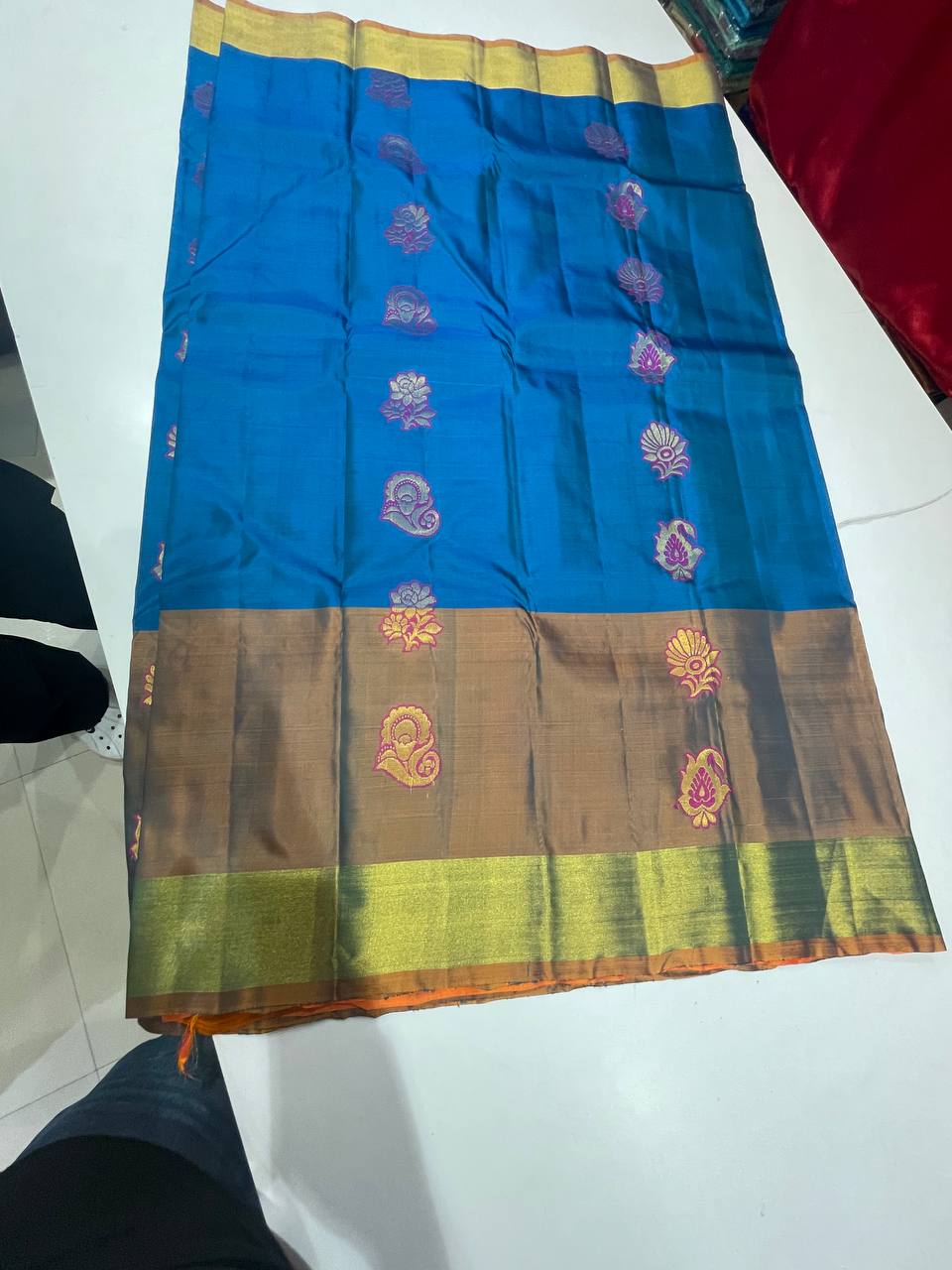 Peacock  Blue Silk Woven Kanjivaram Saree|AS-0056
