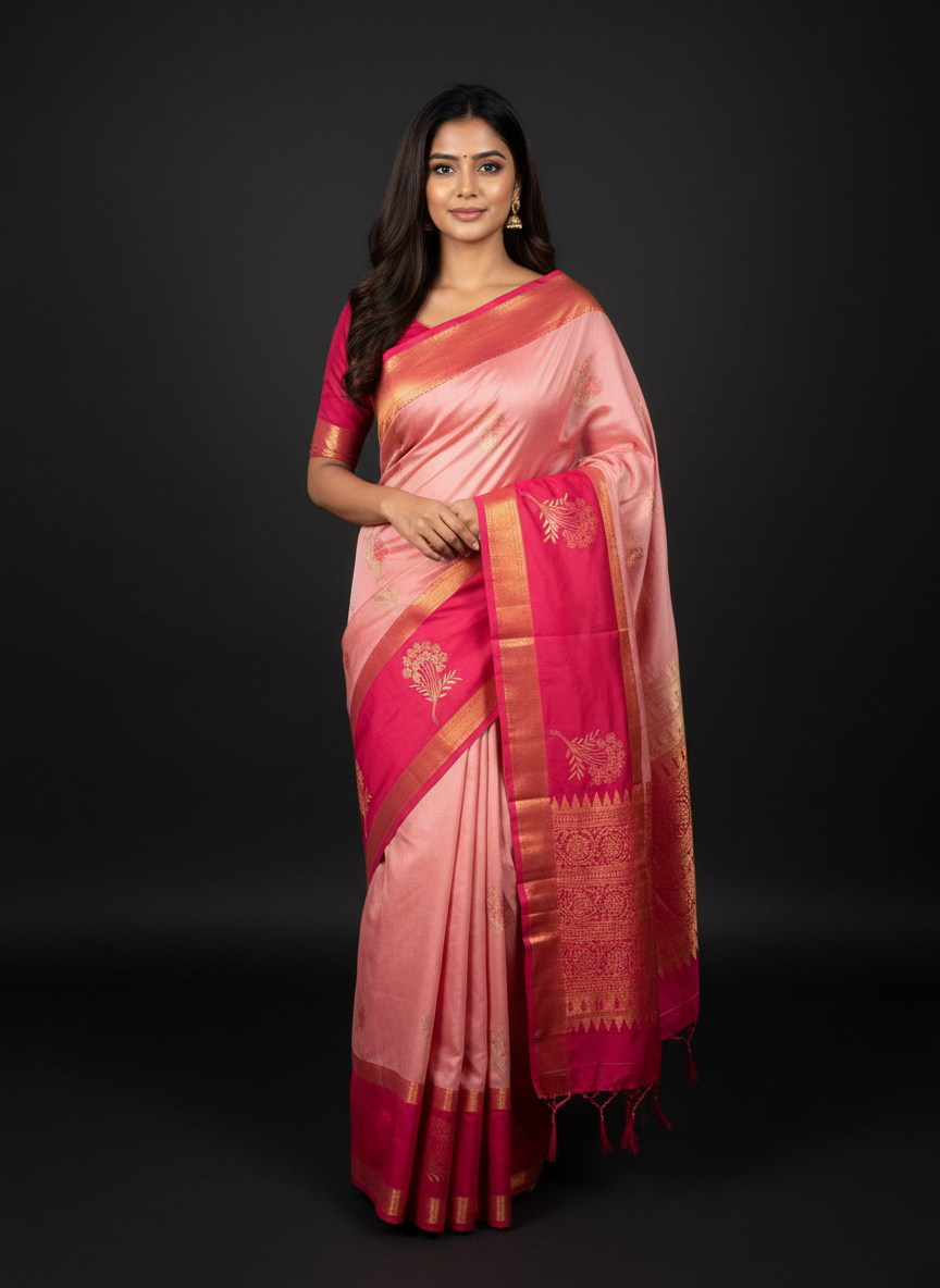 Pista Kanchipuram Brocade Silk Saree With Butta Design| AS-00125