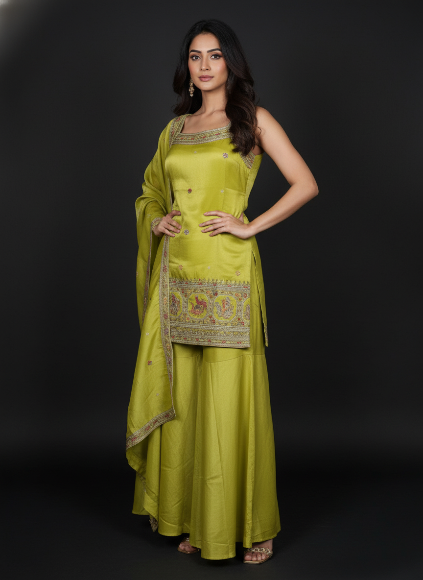 Light Blue silk Palazzo Set With Dupatta| AS-00251