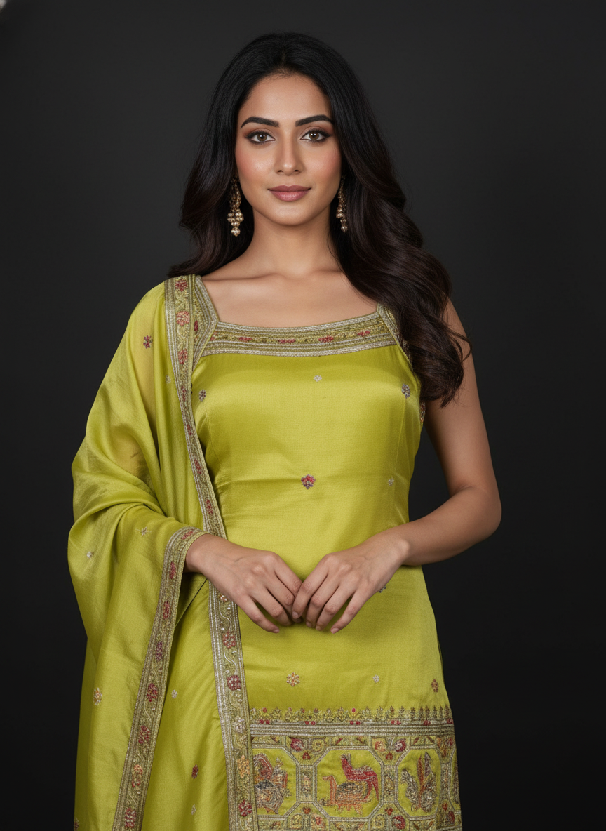 Light Blue silk Palazzo Set With Dupatta| AS-00251