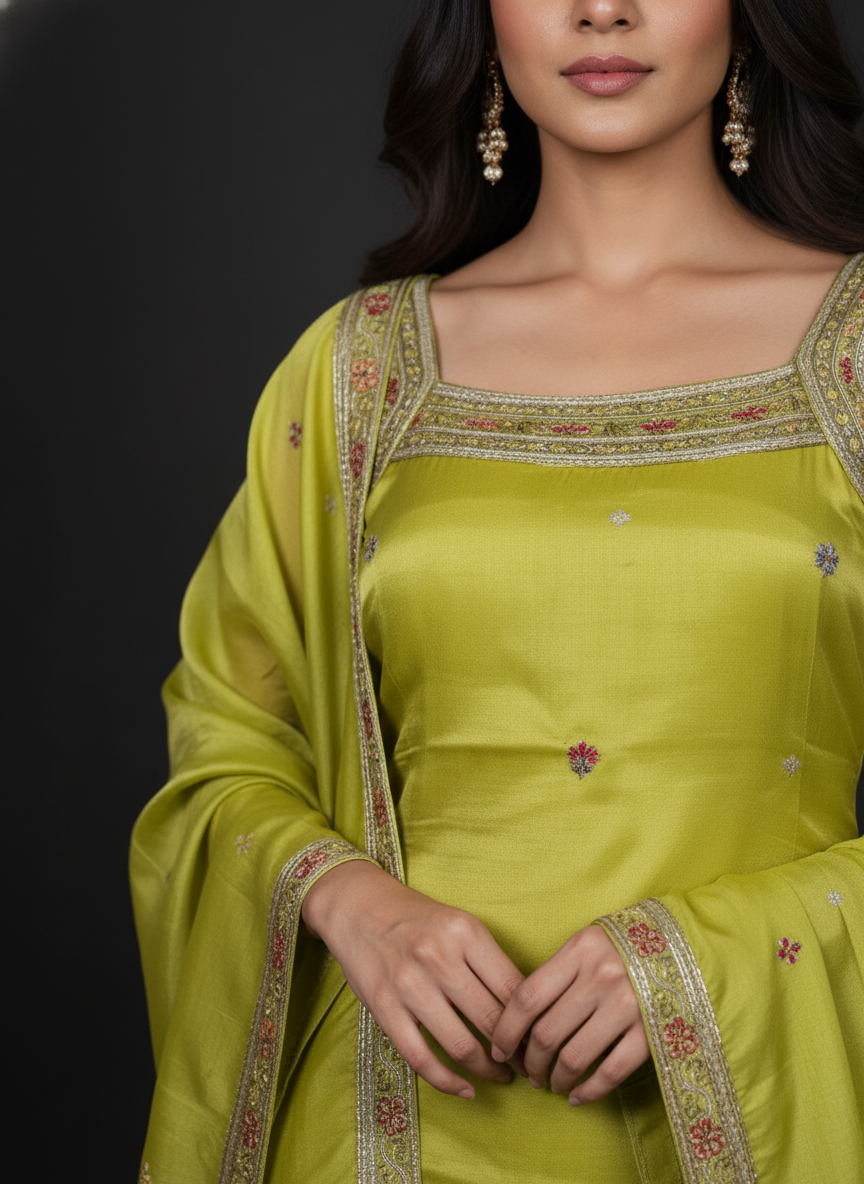 Light Blue silk Palazzo Set With Dupatta| AS-00251