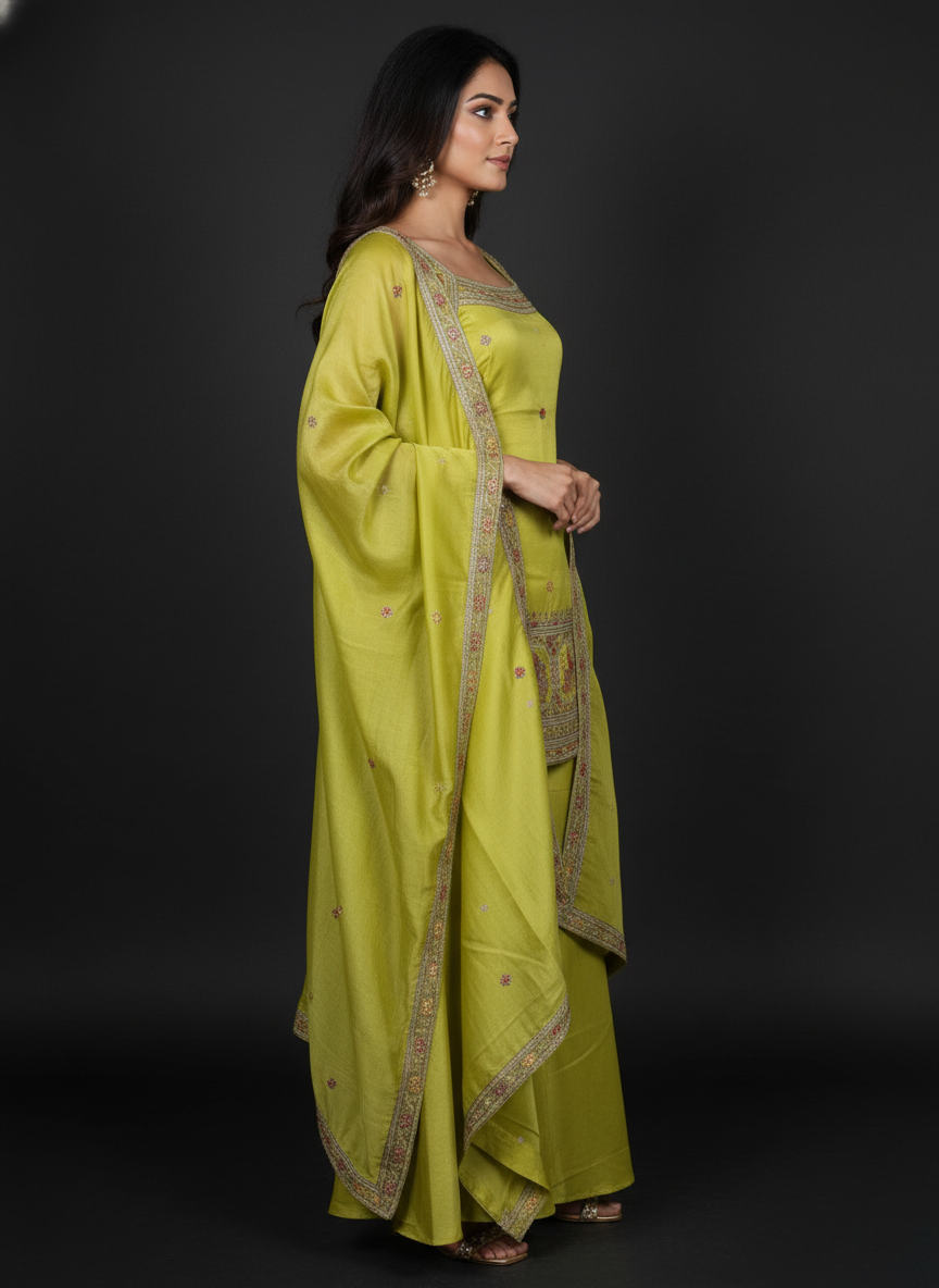 Light Blue silk Palazzo Set With Dupatta| AS-00251