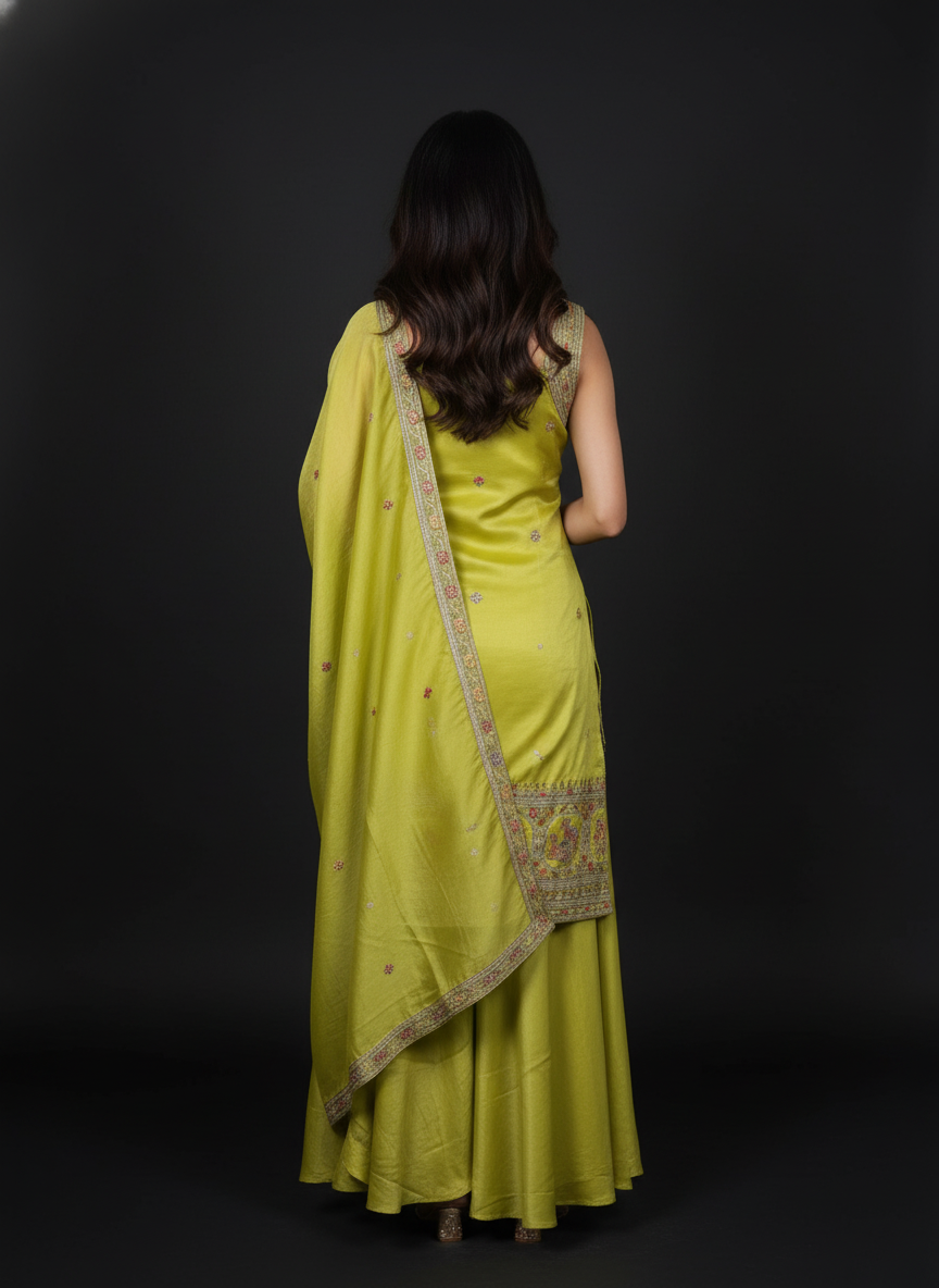 Light Blue silk Palazzo Set With Dupatta| AS-00251