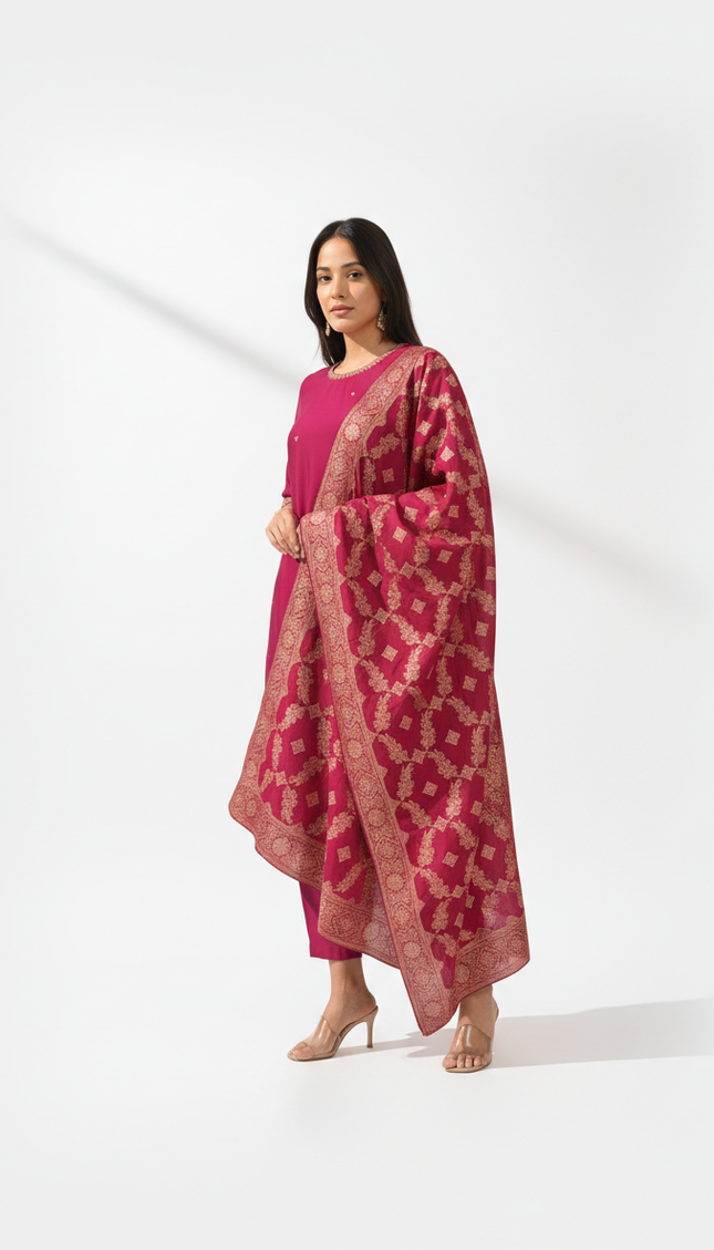 Pink Vatican Fabric Kurta Set For Women|K22_1
