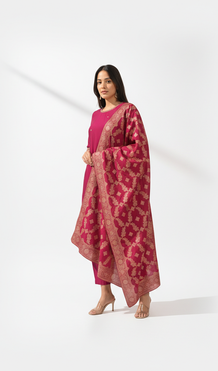 Pink Vatican Fabric Kurta Set For Women|K22_1