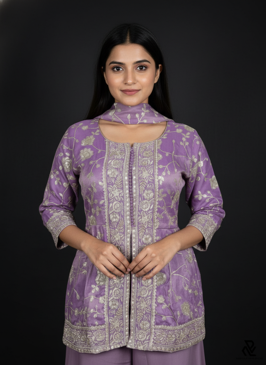 Green  silk Palazzo Set With Dupatta| AS-00250