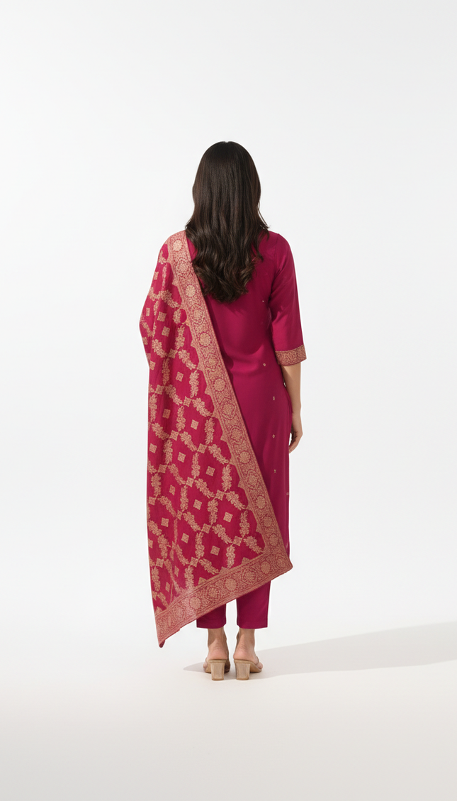 Pink Vatican Fabric Kurta Set For Women|K22_1