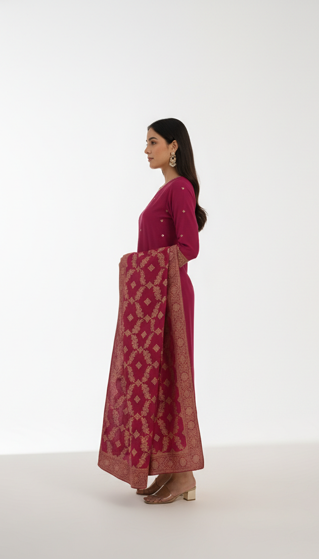 Pink Vatican Fabric Kurta Set For Women|K22_1