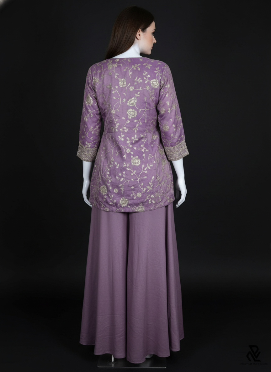 Green  silk Palazzo Set With Dupatta| AS-00250