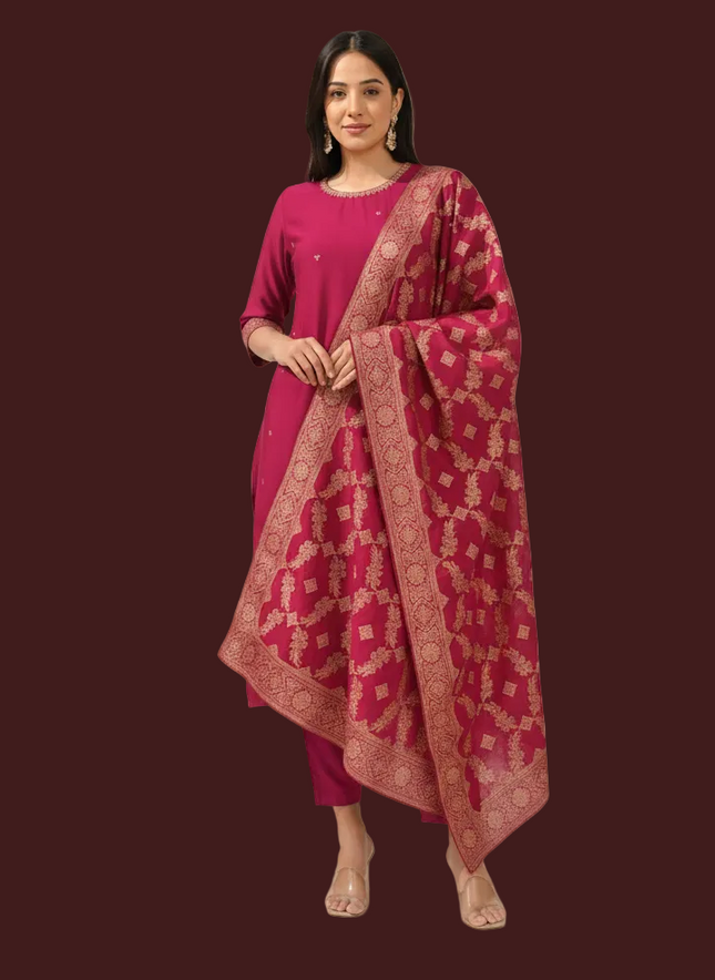 Pink Vatican Fabric Kurta Set For Women|K22_1