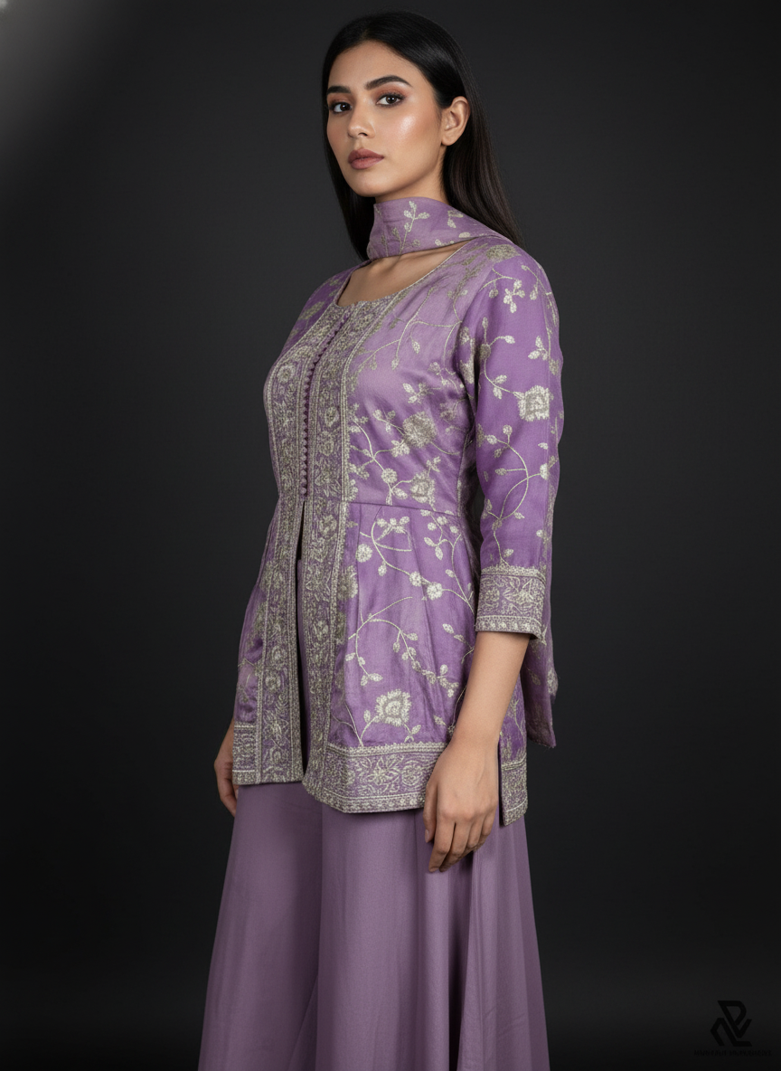 Green  silk Palazzo Set With Dupatta| AS-00250