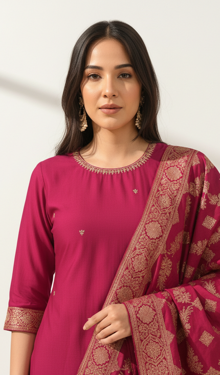 Pink Vatican Fabric Kurta Set For Women|K22_1