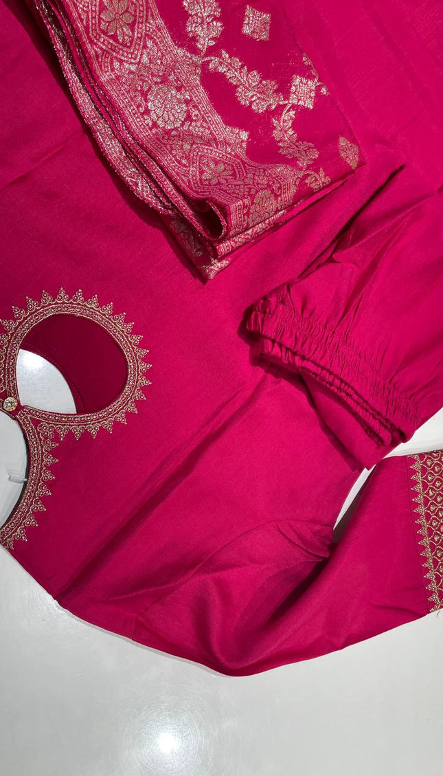 Pink Vatican Fabric Kurta Set For Women|K22_1